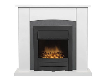 Adam Holden Fireplace in Pure White & Grey/White with Colorado Electric Fire in Black, 39 Inch