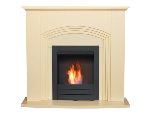 Adam Kirkdale Fireplace Cream + Colorado Bio Ethanol Fire Black, 45"
