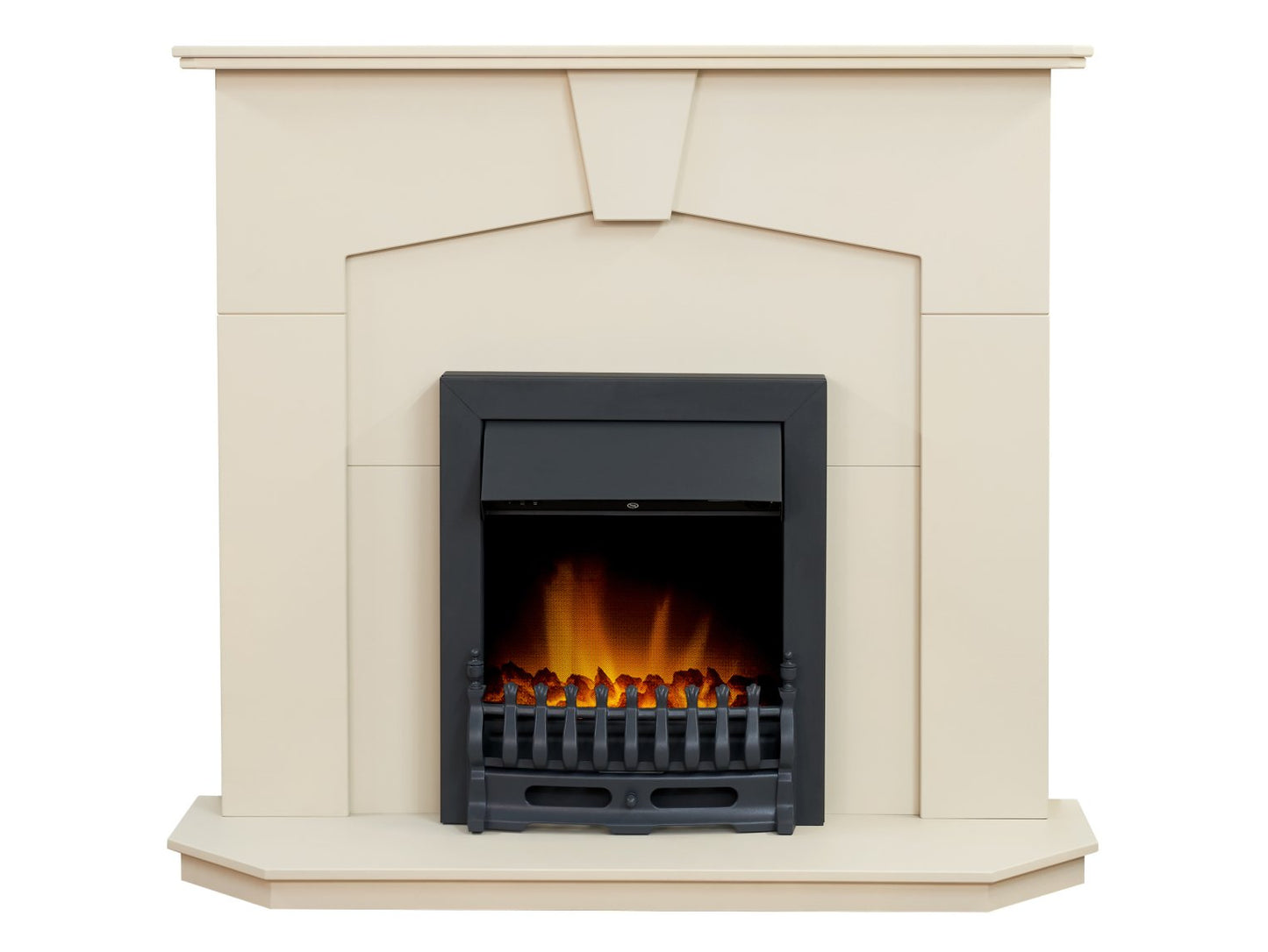 Adam Abbey Fireplace in Stone Effect with Blenheim Electric Fire in Black, 48 Inch