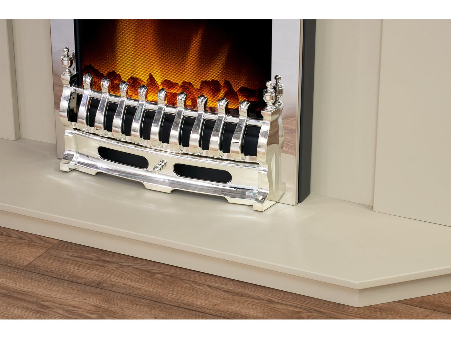 Adam Abbey Fireplace Stone Effect + Blenheim Electric Fire Chrome, 48"
