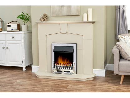 Adam Abbey Fireplace Stone Effect + Blenheim Electric Fire Chrome, 48"