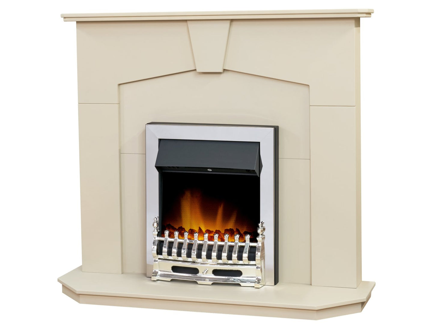 Adam Abbey Fireplace Stone Effect + Blenheim Electric Fire Chrome, 48"