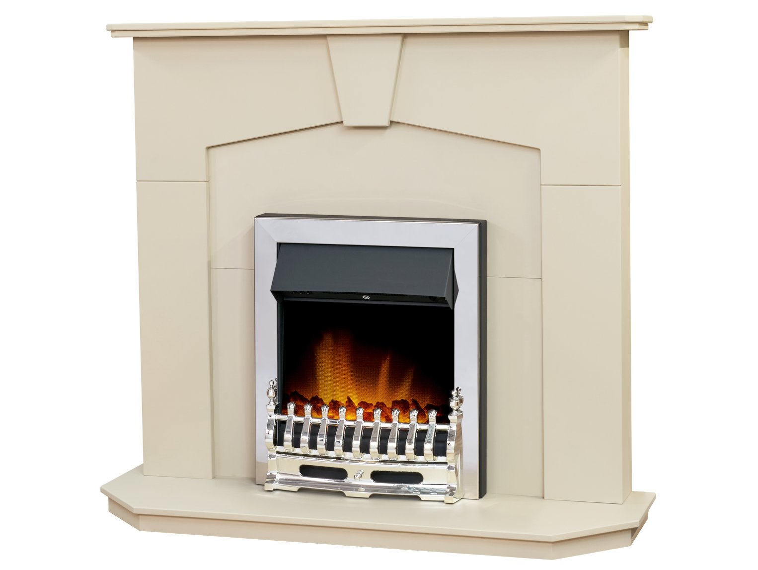 Adam Abbey Fireplace Stone Effect + Blenheim Electric Fire Chrome, 48"