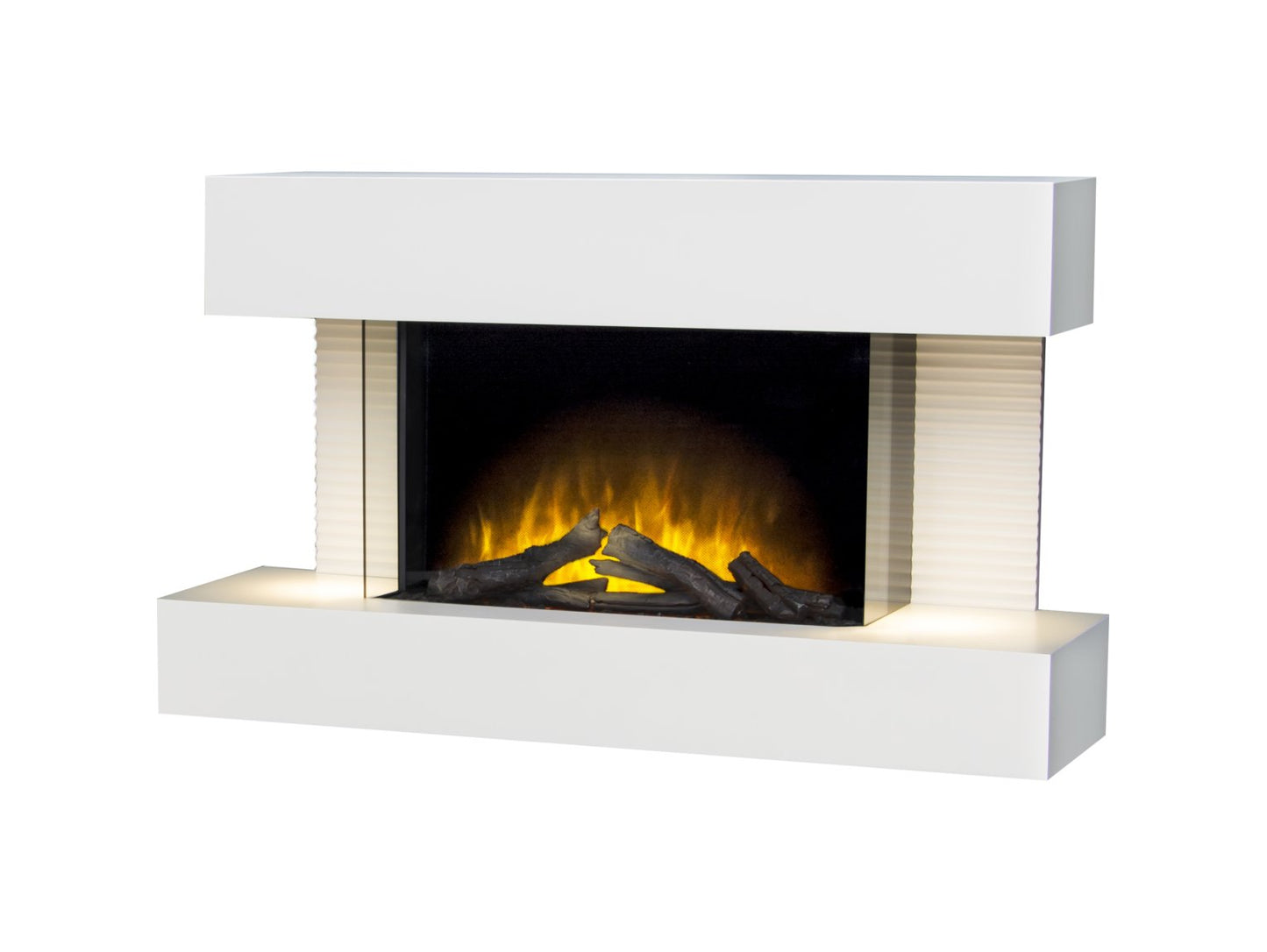 Adam Altair Wall Mounted Electric Fire Suite + Downlights & Remote Control Pure White