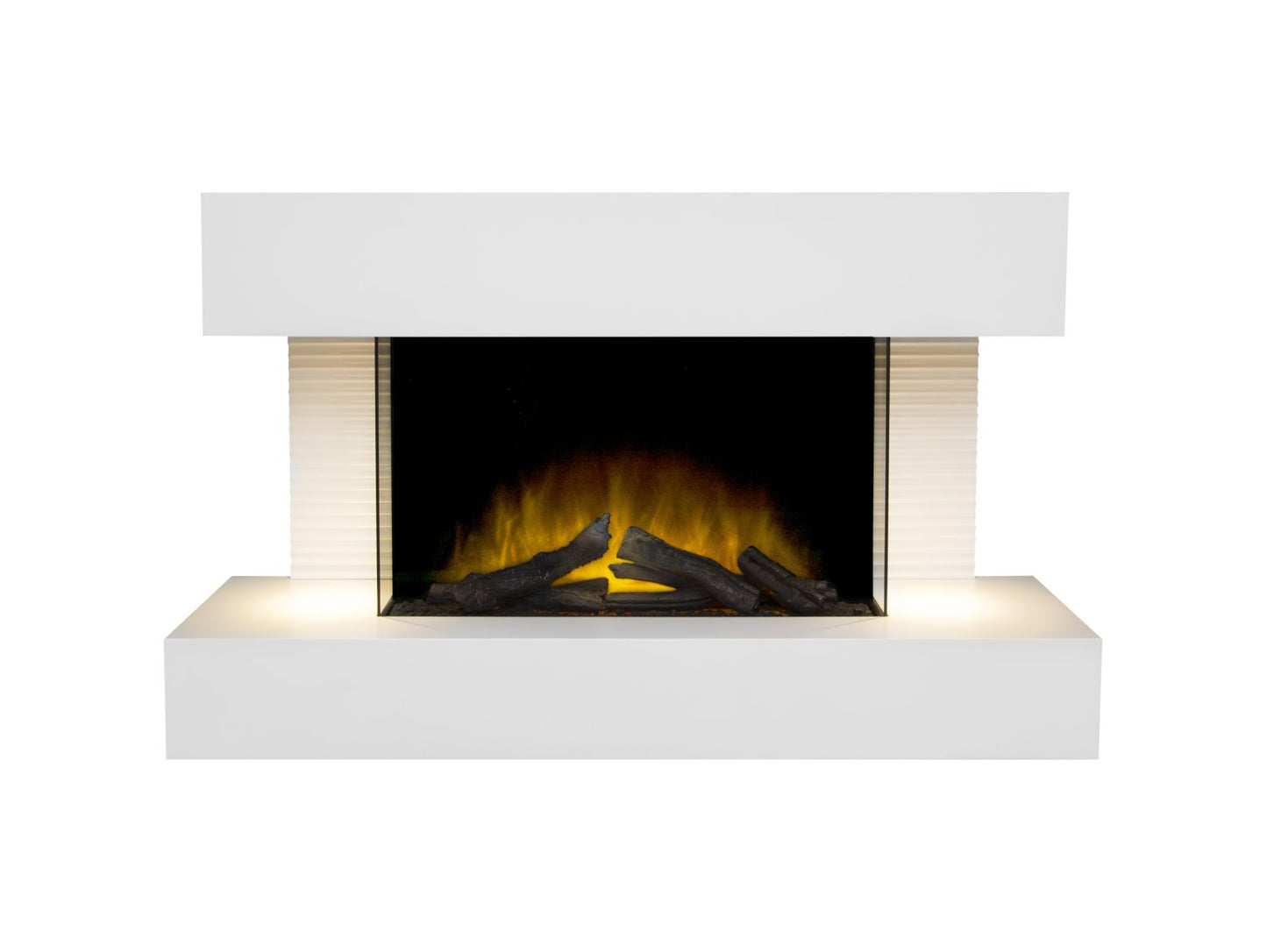 Adam Altair Wall Mounted Electric Fire Suite with Downlights & Remote Control in Pure White