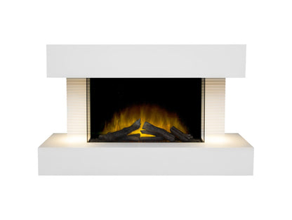 Adam Altair Wall Mounted Electric Fire Suite with Downlights & Remote Control in Pure White