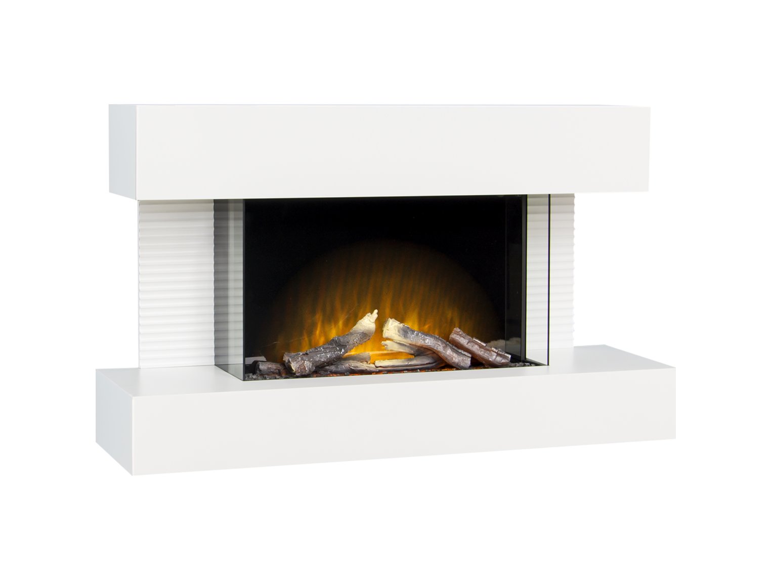Adam Altair Wall Mounted Electric Fire Suite + Downlights & Remote Control Pure White
