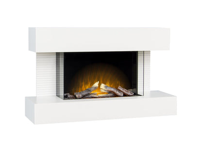 Adam Altair Wall Mounted Electric Fire Suite + Downlights & Remote Control Pure White