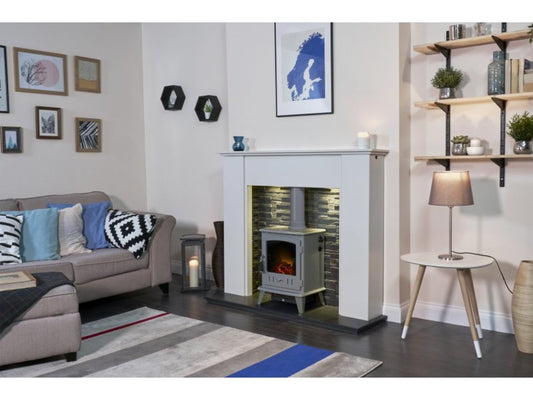 Adam Aviemore Electric Fire Stove Grey Enamel