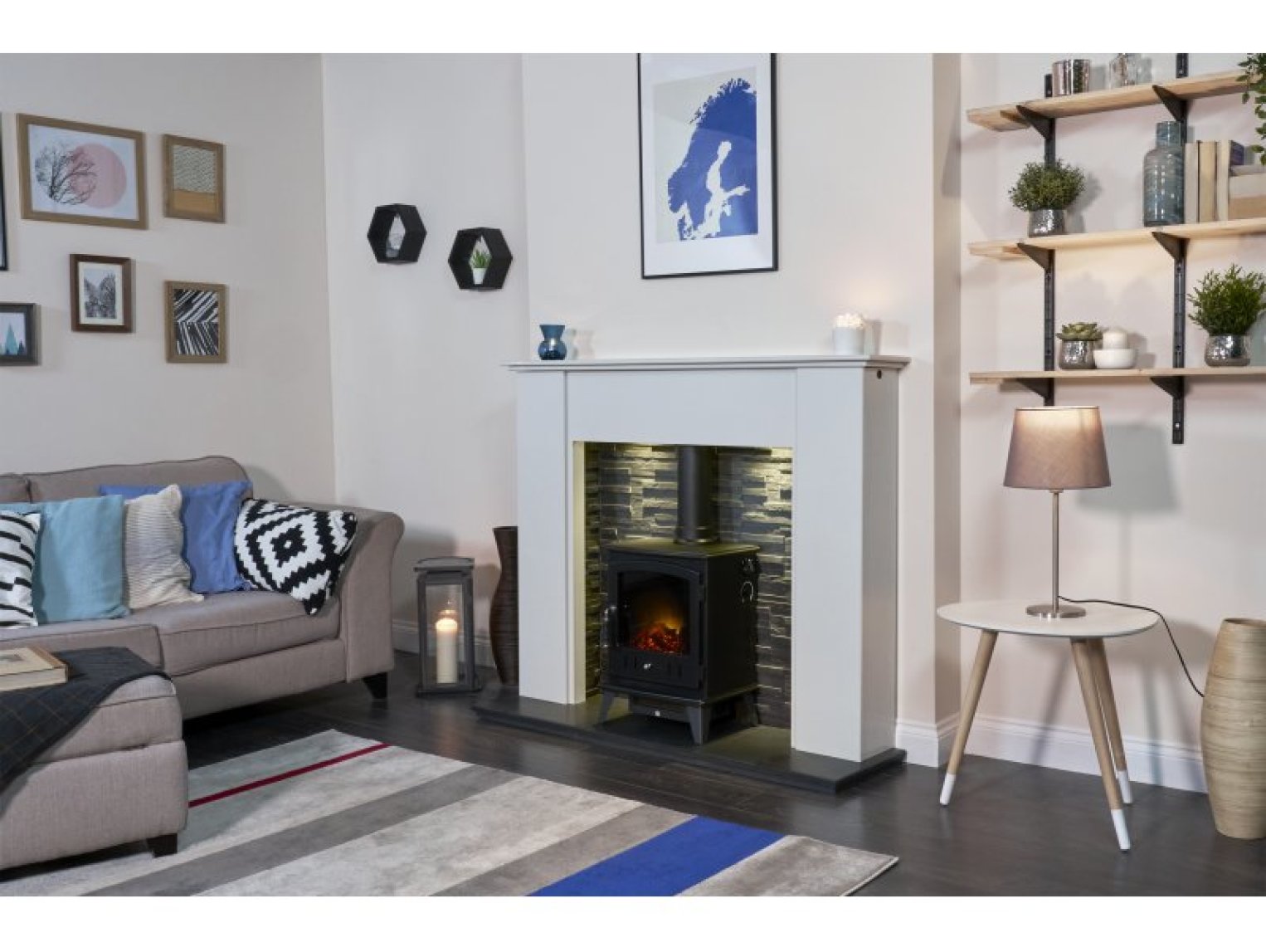 Adam Aviemore Electric Stove Black Enamel + Angled Stove Pipe