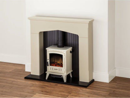 Adam Aviemore Electric Stove Cream Enamel + Angled Stove Pipe