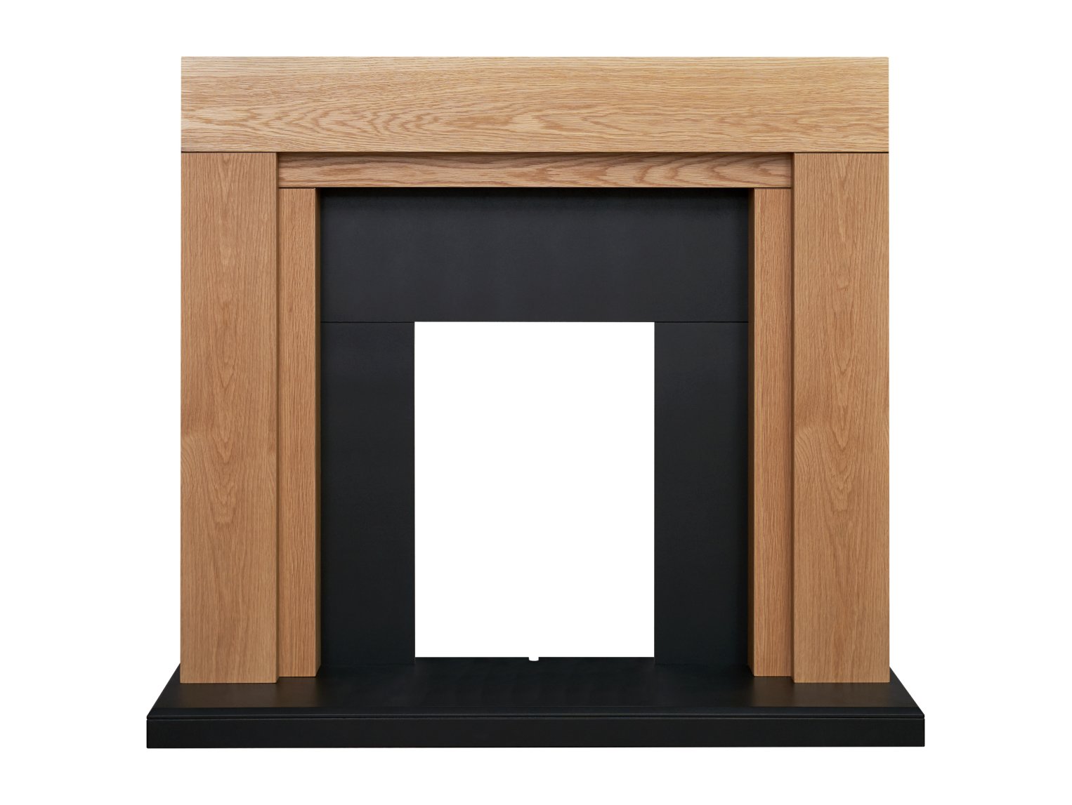 Adam Beaumont Oak & Black Fireplace + Downlights, 48"