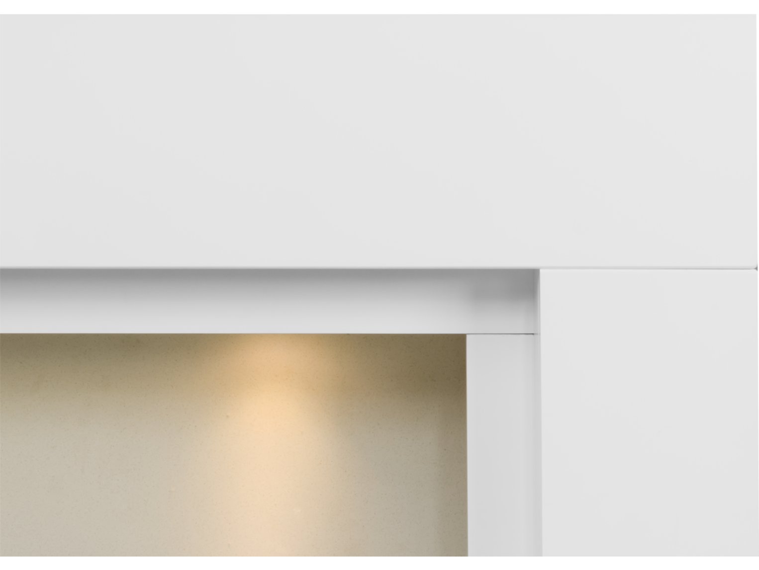 Adam Beaumont Mantelpiece Pure White + Downlights, 50"