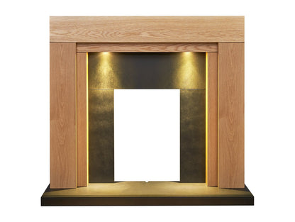 Adam Beaumont Oak & Black Fireplace with Downlights, 48 Inch