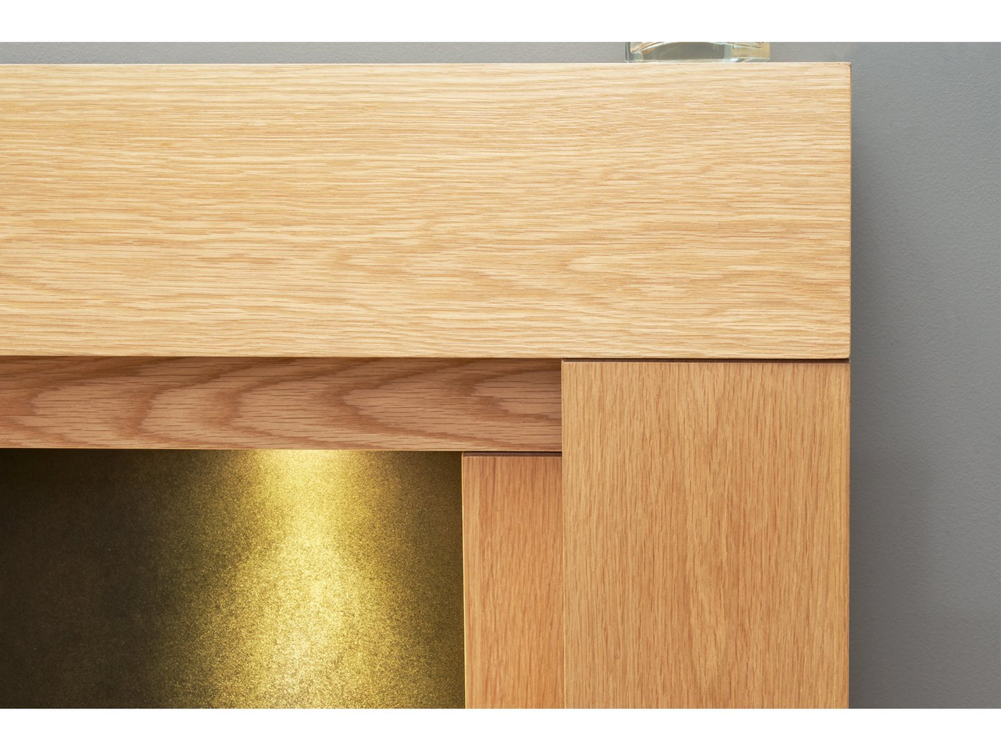 Adam Beaumont Oak & Black Fireplace + Downlights & Eclipse Electric Fire Chrome, 48"