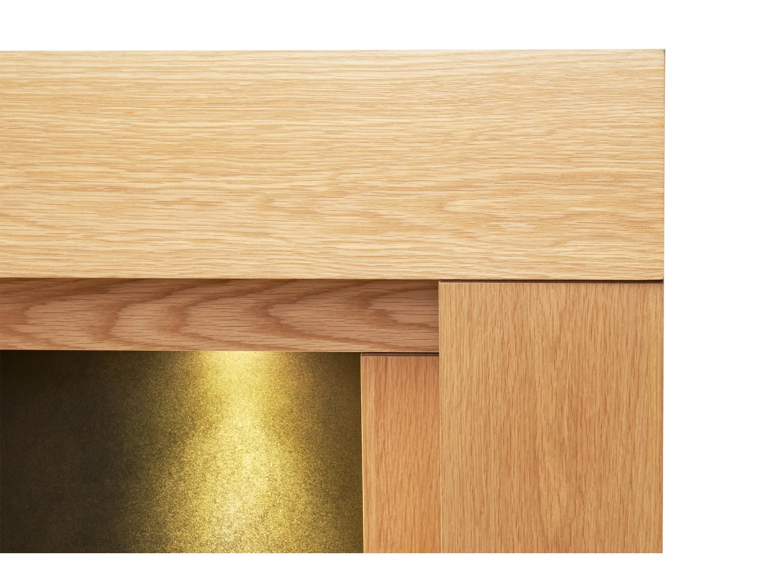 Adam Beaumont Oak & Black Fireplace + Downlights, 48"