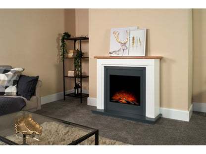 Adam Brentwood Fireplace Pure White & Charcoal Grey with Ontario Electric fire, 43 Inch