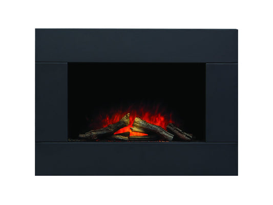 Adam Carina Electric Wall Mounted Fire with Logs & Remote Control in Black, 32 Inch