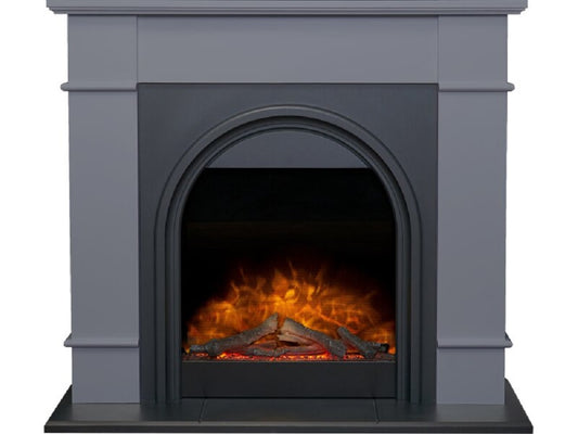 Adam Chesterfield Electric Fireplace Suite in Grey & Charcoal Grey, 44 Inch