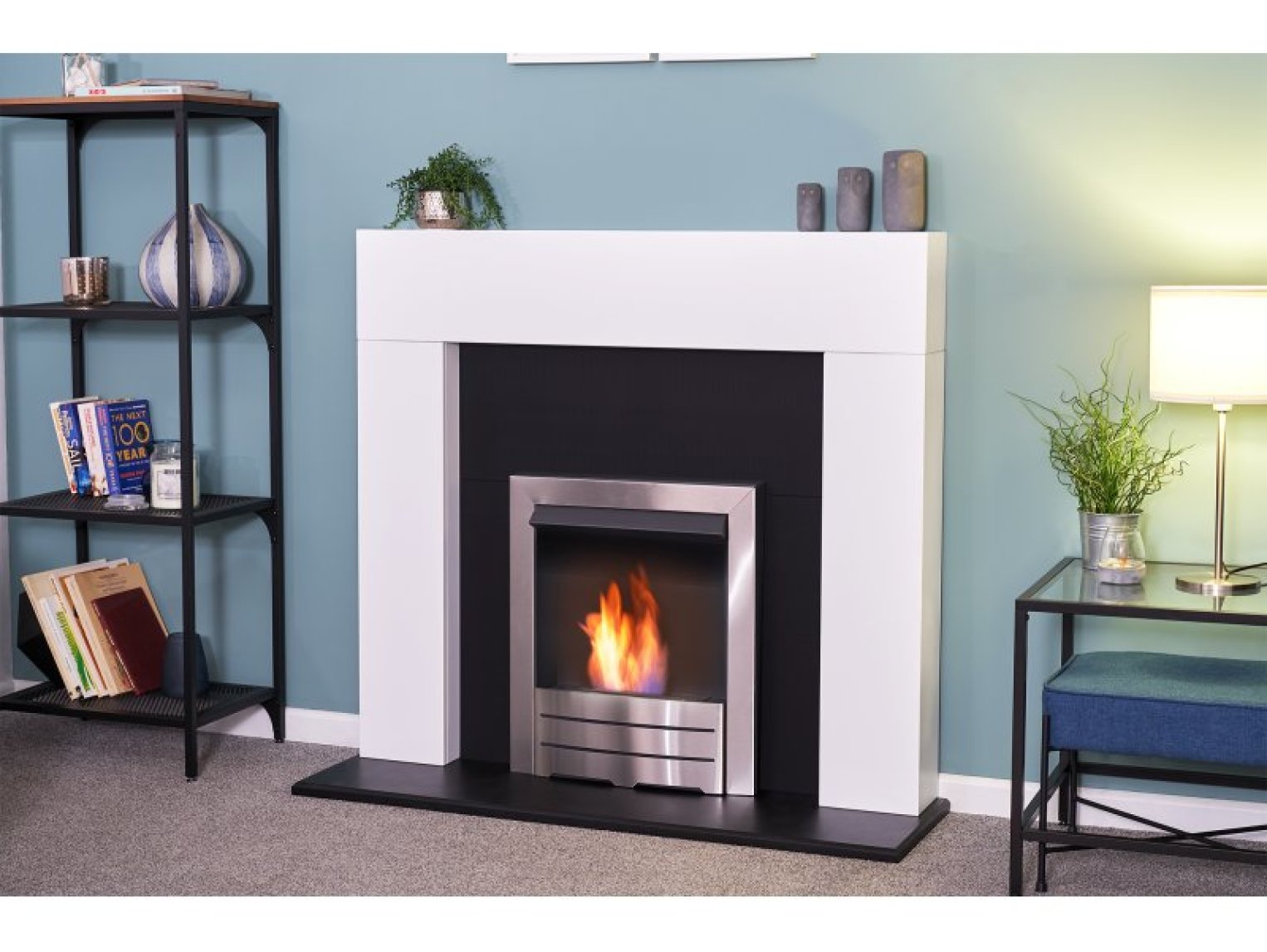 Adam Colorado Brushed Steel Bio Ethanol Fire