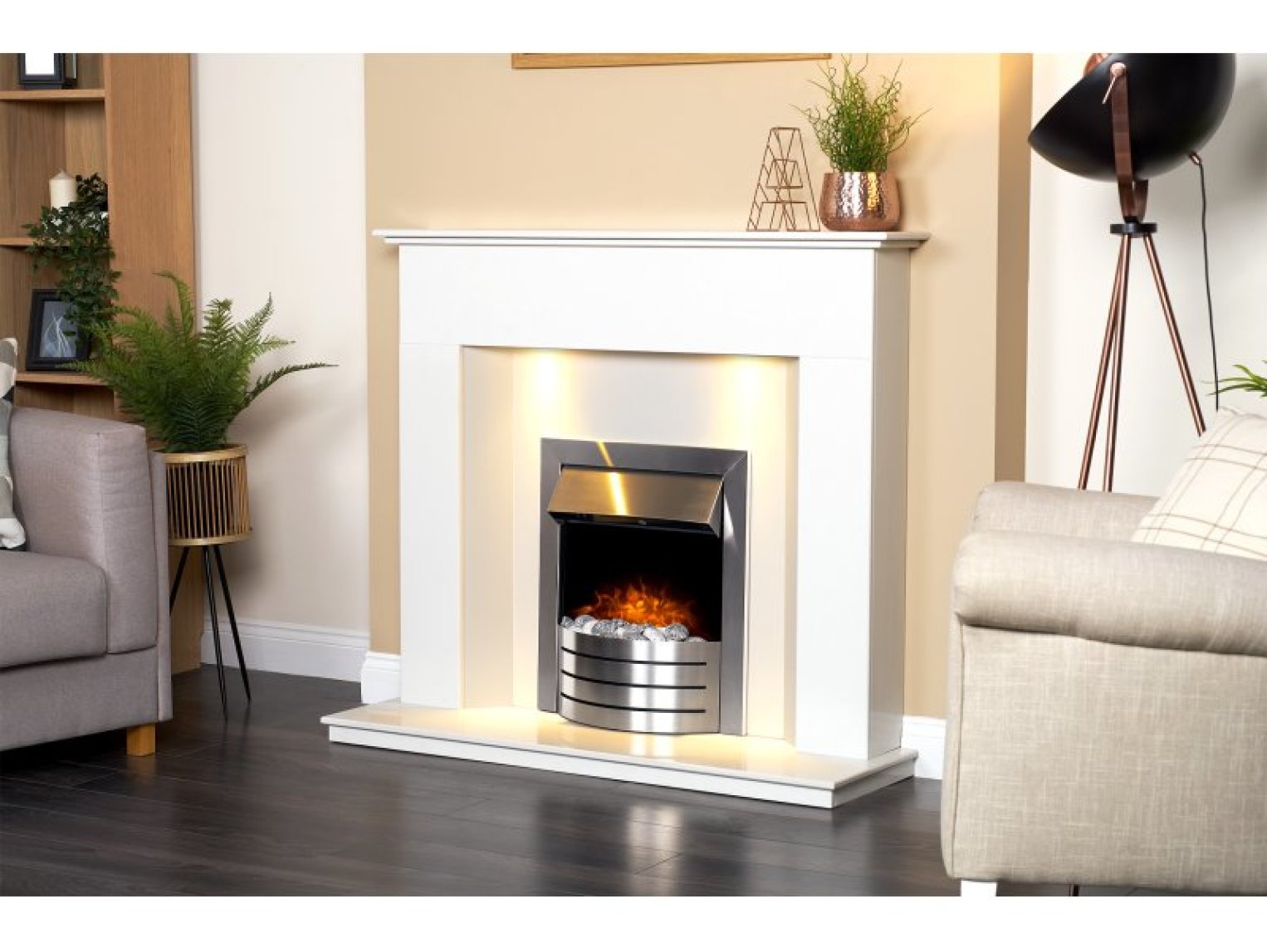 Adam Comet Electric Inset Fire in Brushed Steel