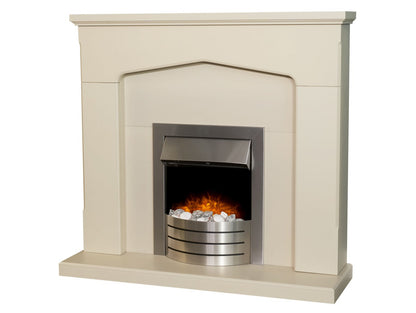 Adam Cotswold Fireplace Stone Effect + Comet Electric Fire Brushed Steel, 48"
