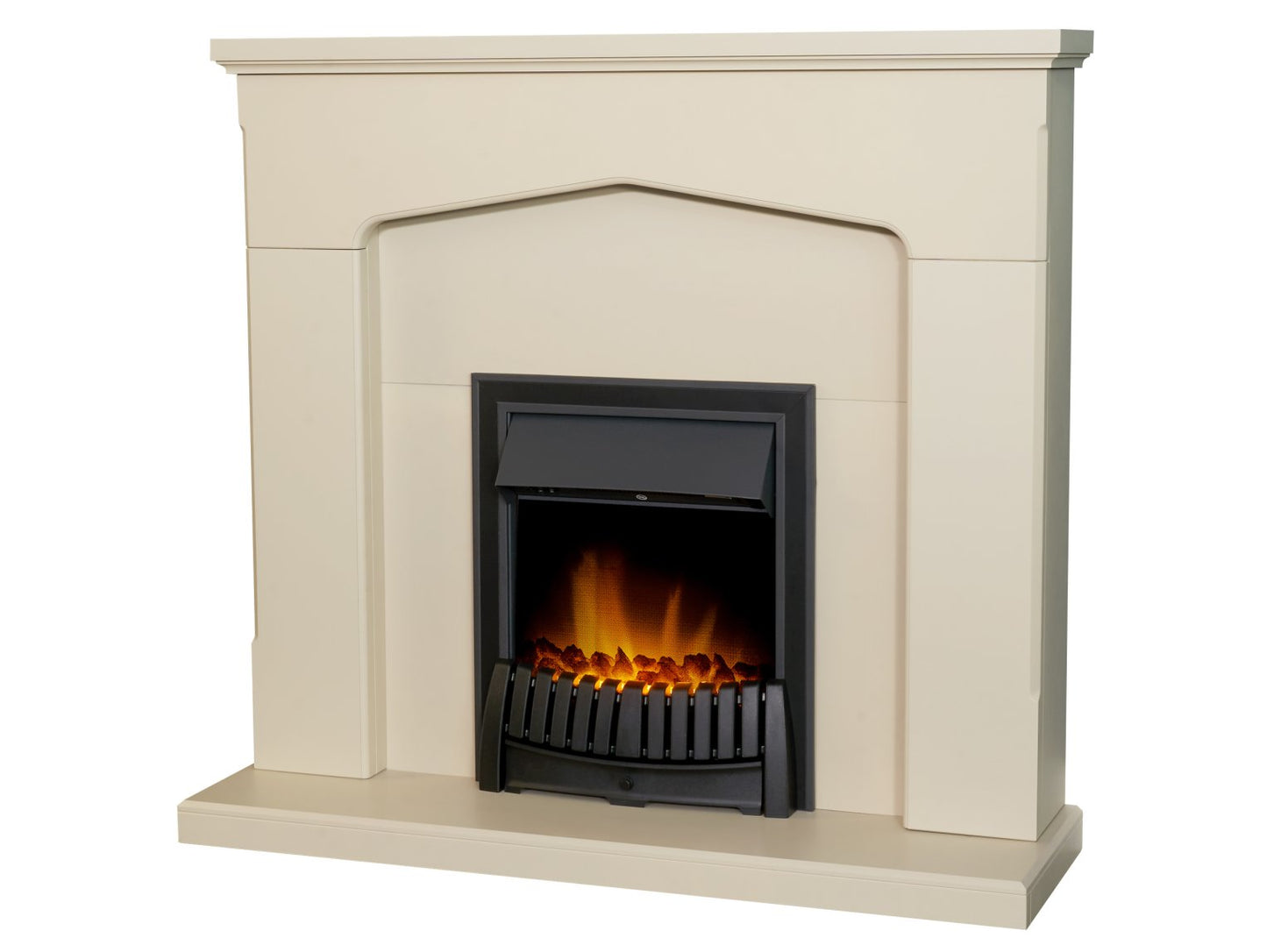 Adam Cotswold Fireplace Stone Effect + Elan Electric Fire Black, 48"