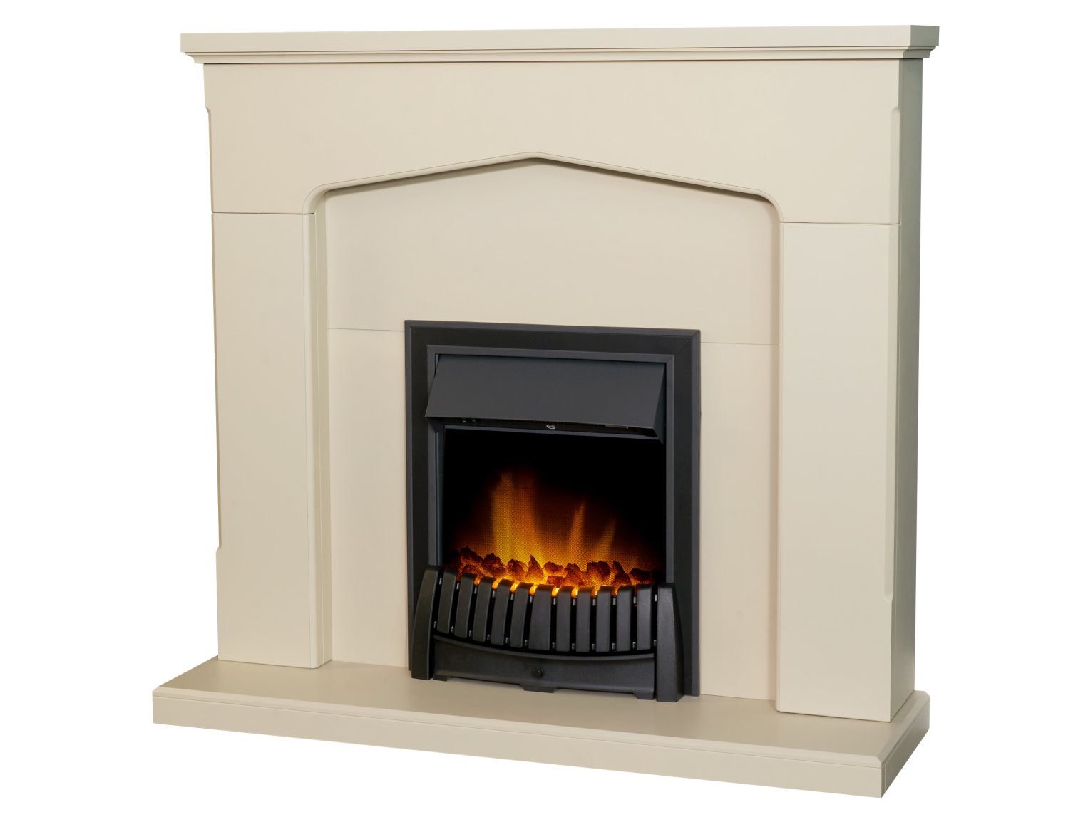 Adam Cotswold Fireplace Stone Effect + Elan Electric Fire Black, 48"