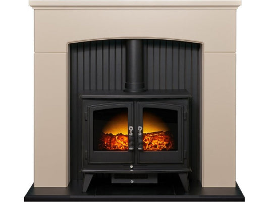 Adam Derwent Stove Suite Cream + Woodhouse Electric Stove Black, 48"