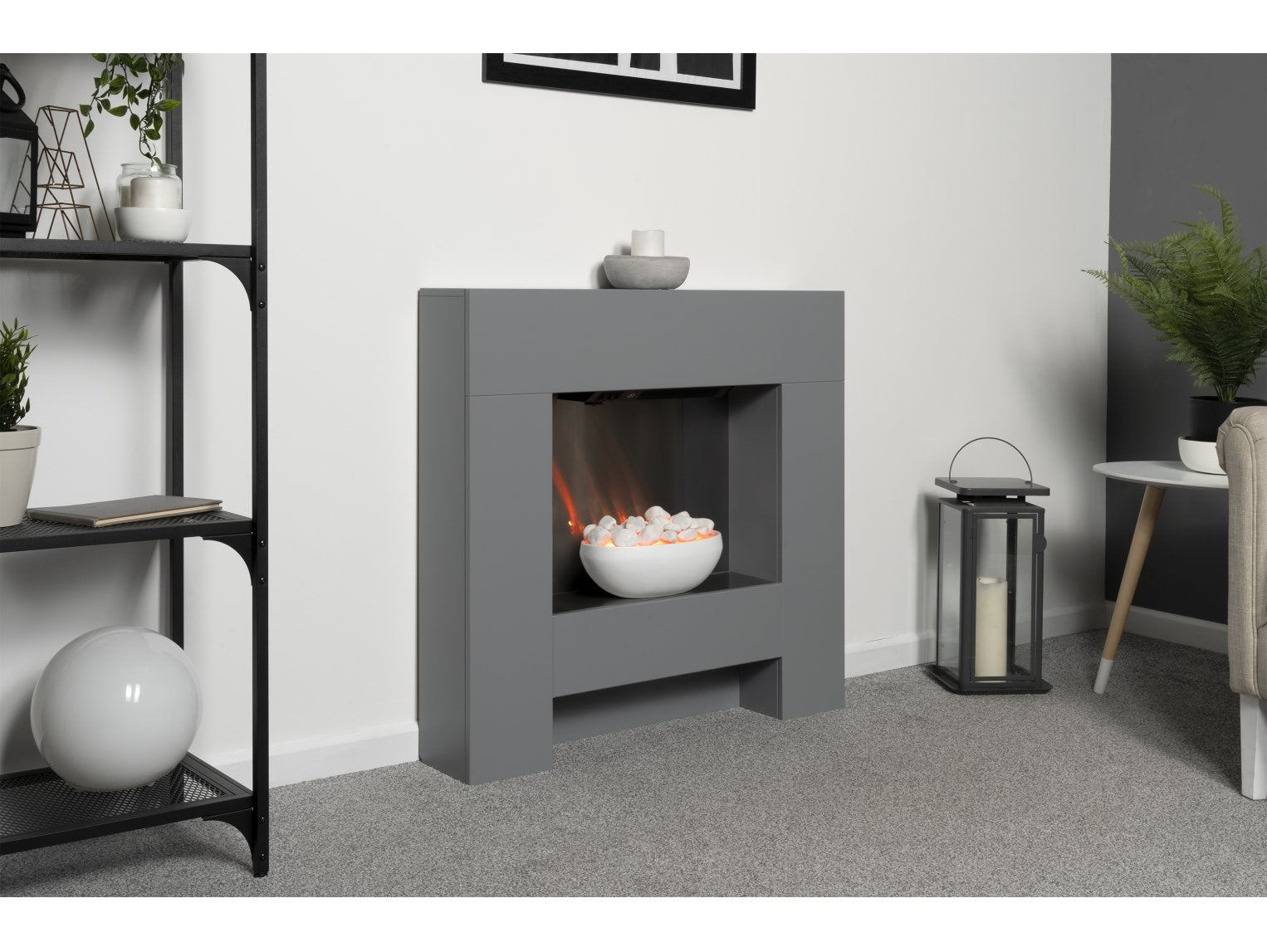 Adam Cubist Grey Electric Fireplace Suite 36"