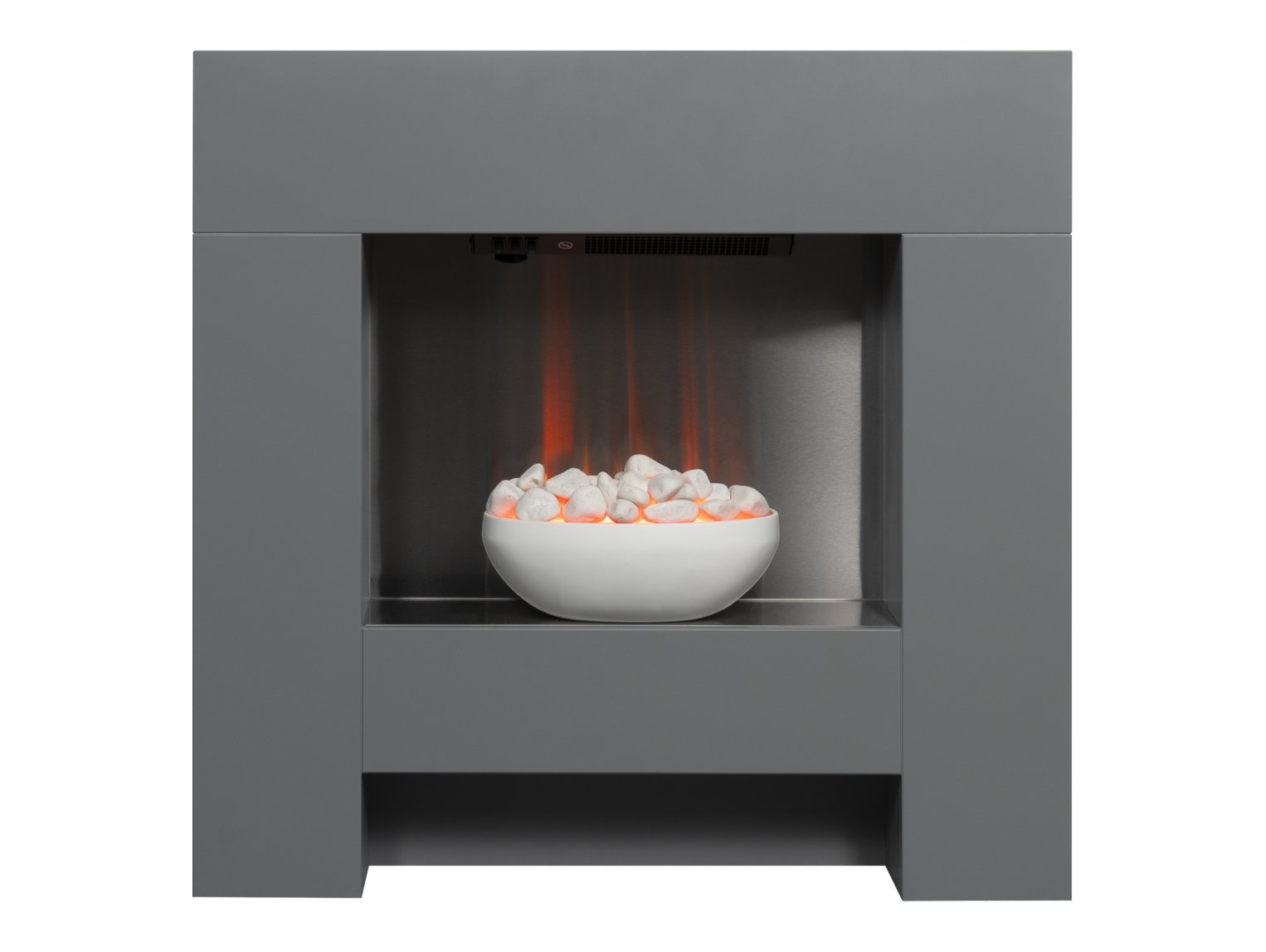 Adam Cubist Electric Fireplace Suite in Grey, 36 Inch