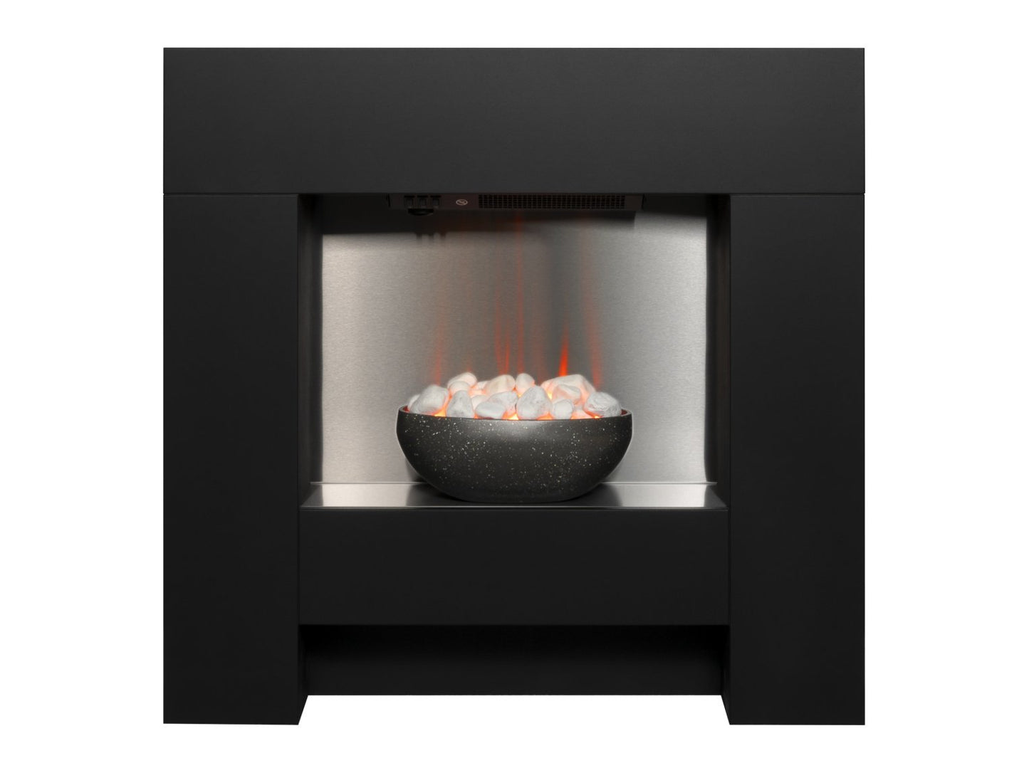 Adam Cubist Electric Fireplace Suite in Textured Black, 36 Inch
