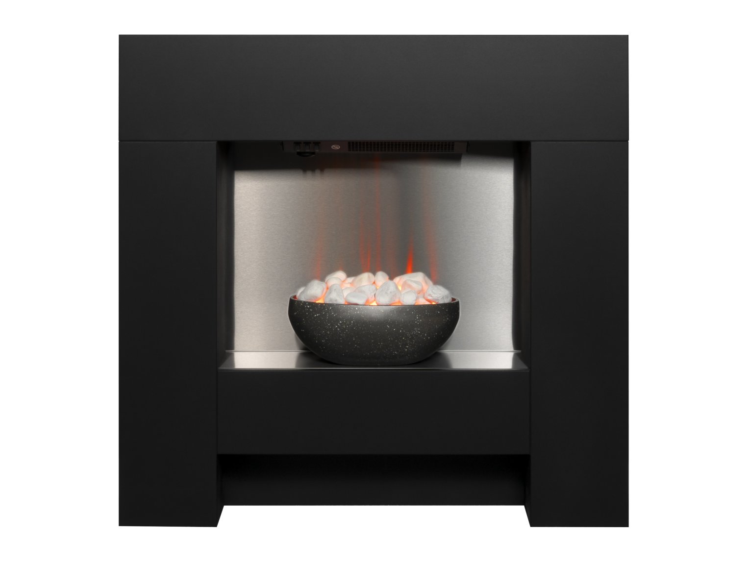 Adam Cubist Electric Fireplace Suite in Textured Black, 36 Inch