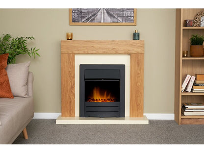 Adam Dakota Fireplace Oak & Cream + Colorado Electric Fire Black, 39"