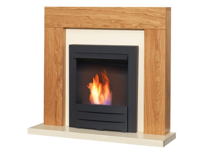 Adam Dakota Fireplace Suite Oak + Colorado Bio Ethanol Fire Black, 39"