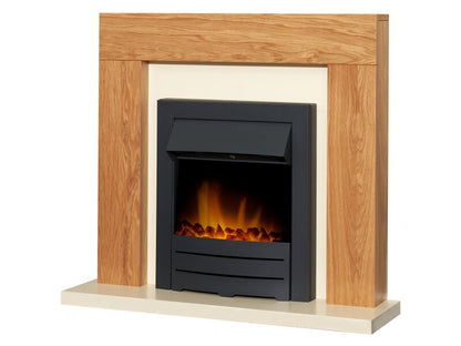 Adam Dakota Fireplace Oak & Cream + Colorado Electric Fire Black, 39"