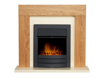 Adam Dakota Fireplace Oak & Cream + Colorado Electric Fire Black, 39"