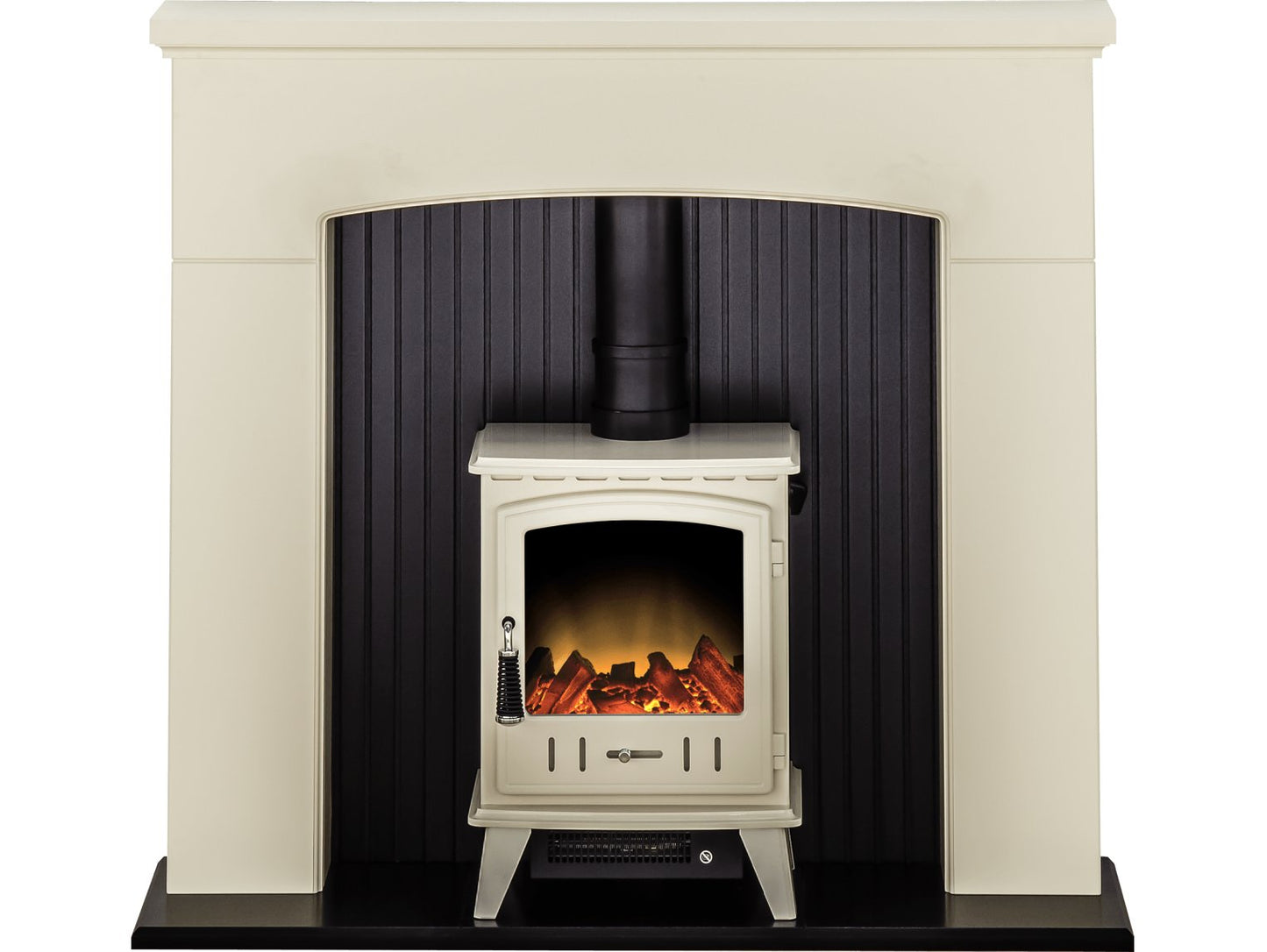 Adam Derwent Stove Suite in Cream with Aviemore Electric Stove in Cream Enamel, 48 Inch