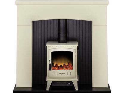 Adam Derwent Stove Suite in Cream with Aviemore Electric Stove in Cream Enamel, 48 Inch