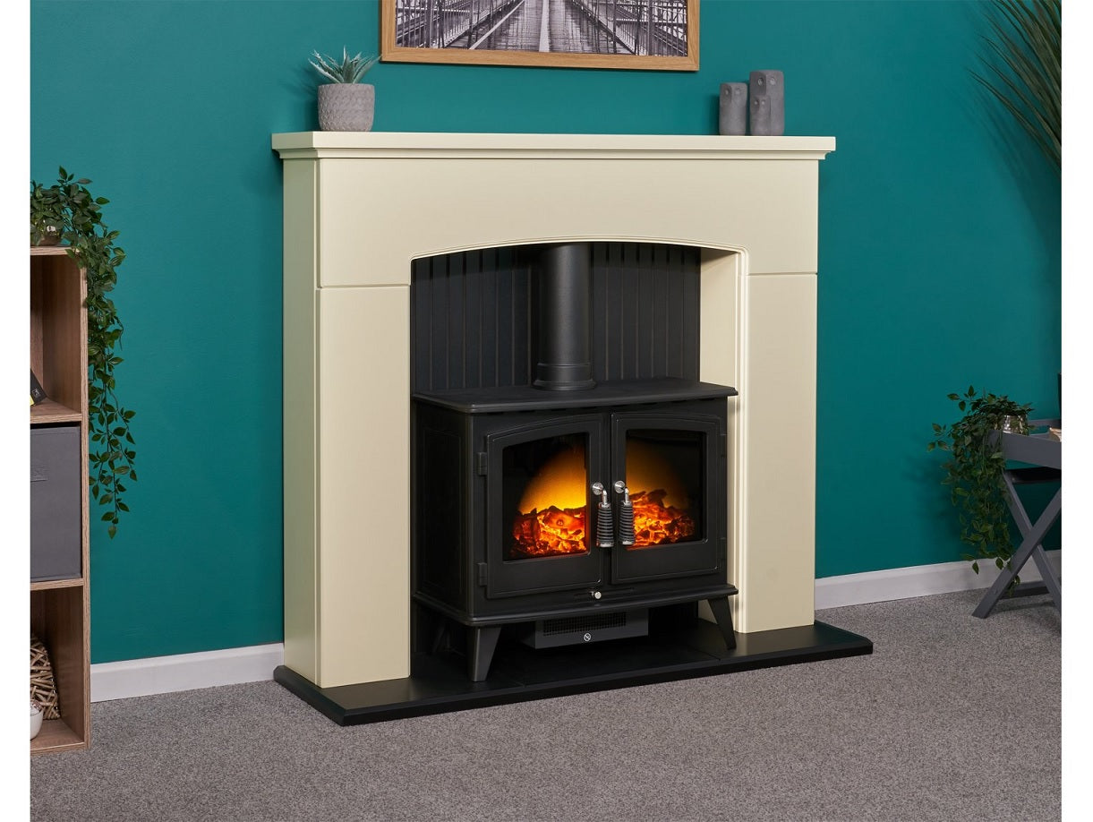 Adam Derwent Stove Suite Cream + Woodhouse Electric Stove Black, 48"