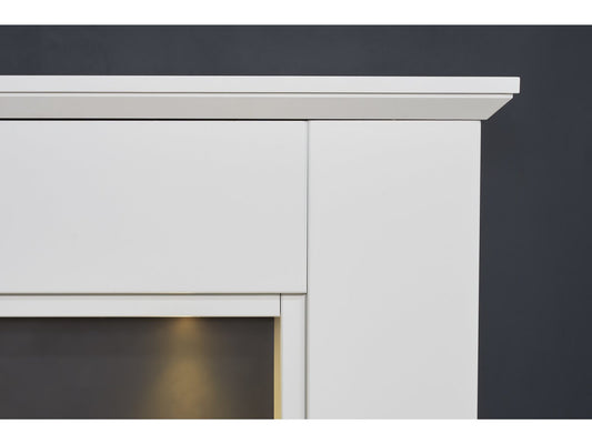 Adam Eltham Fireplace in Pure White & Black with Downlights, 45 Inch