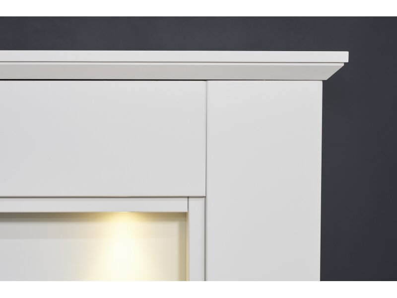 Adam Eltham Fireplace in Pure White with Downlights & Eclipse Electric Fire in Chrome, 45 Inch