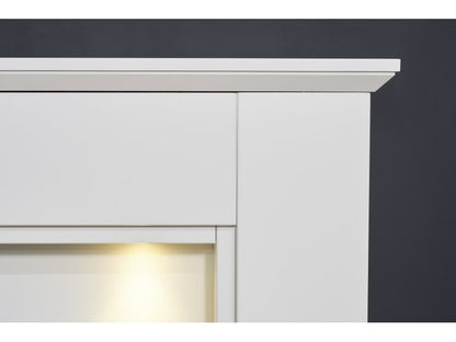 Adam Eltham Fireplace in Pure White with Downlights & Eclipse Electric Fire in Chrome, 45 Inch