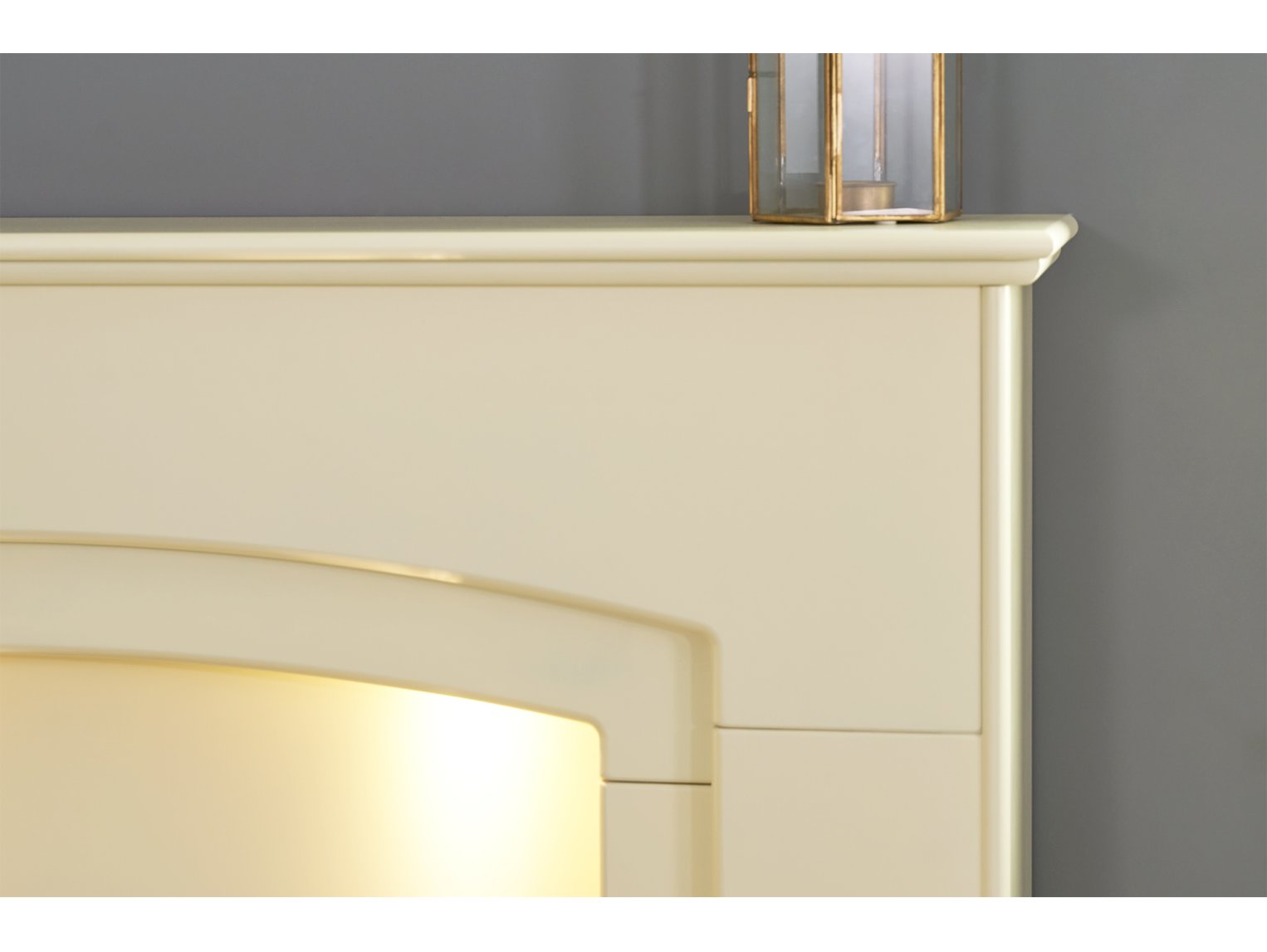 Adam Falmouth Fireplace Cream + Downlights & Elan Electric Fire Brass, 49"