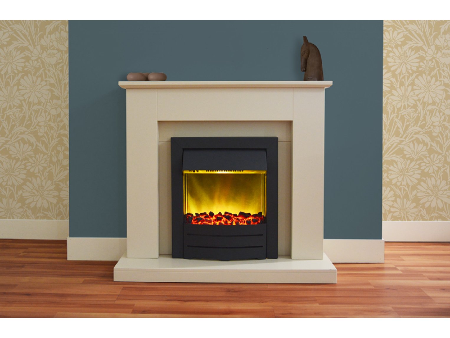 Adam Fareham Fireplace Suite Stone Effect + Colorado Electric Fire Black, 39"