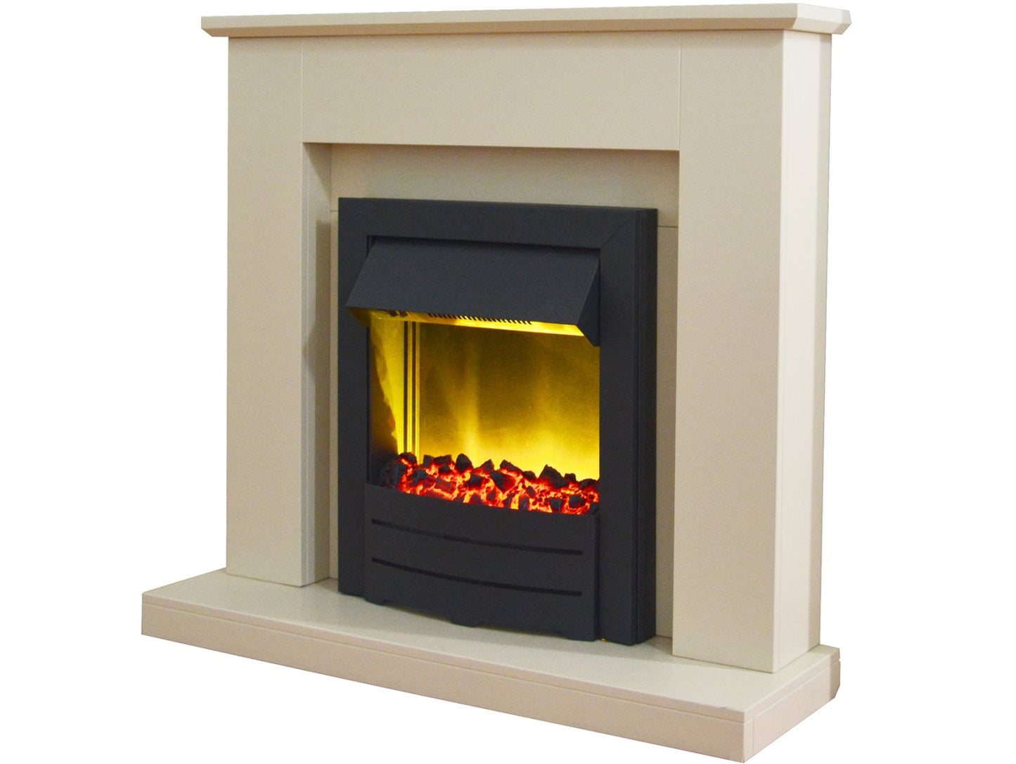 Adam Fareham Fireplace Suite Stone Effect + Colorado Electric Fire Black, 39"