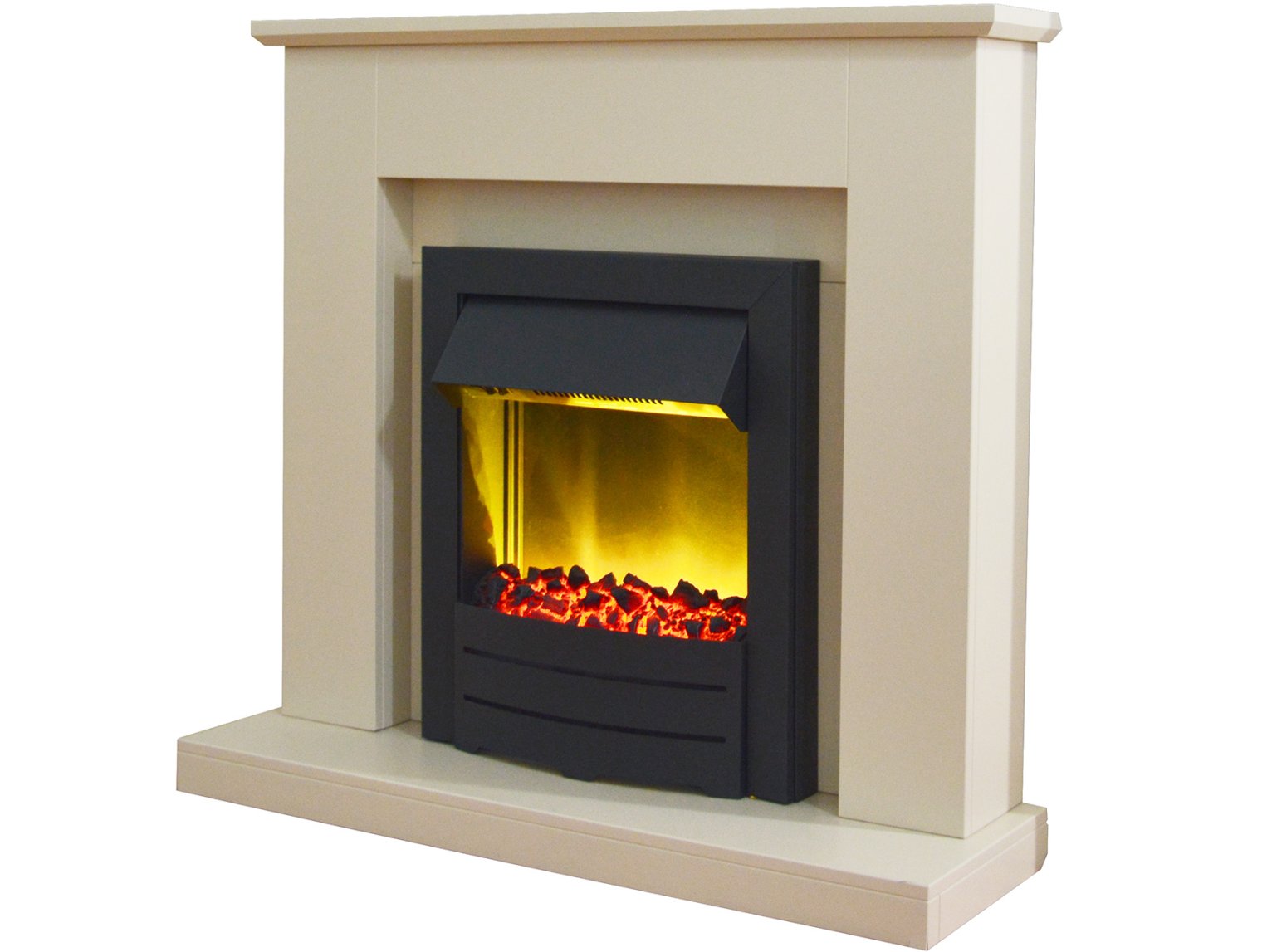 Adam Fareham Fireplace Suite Stone Effect + Colorado Electric Fire Black, 39"