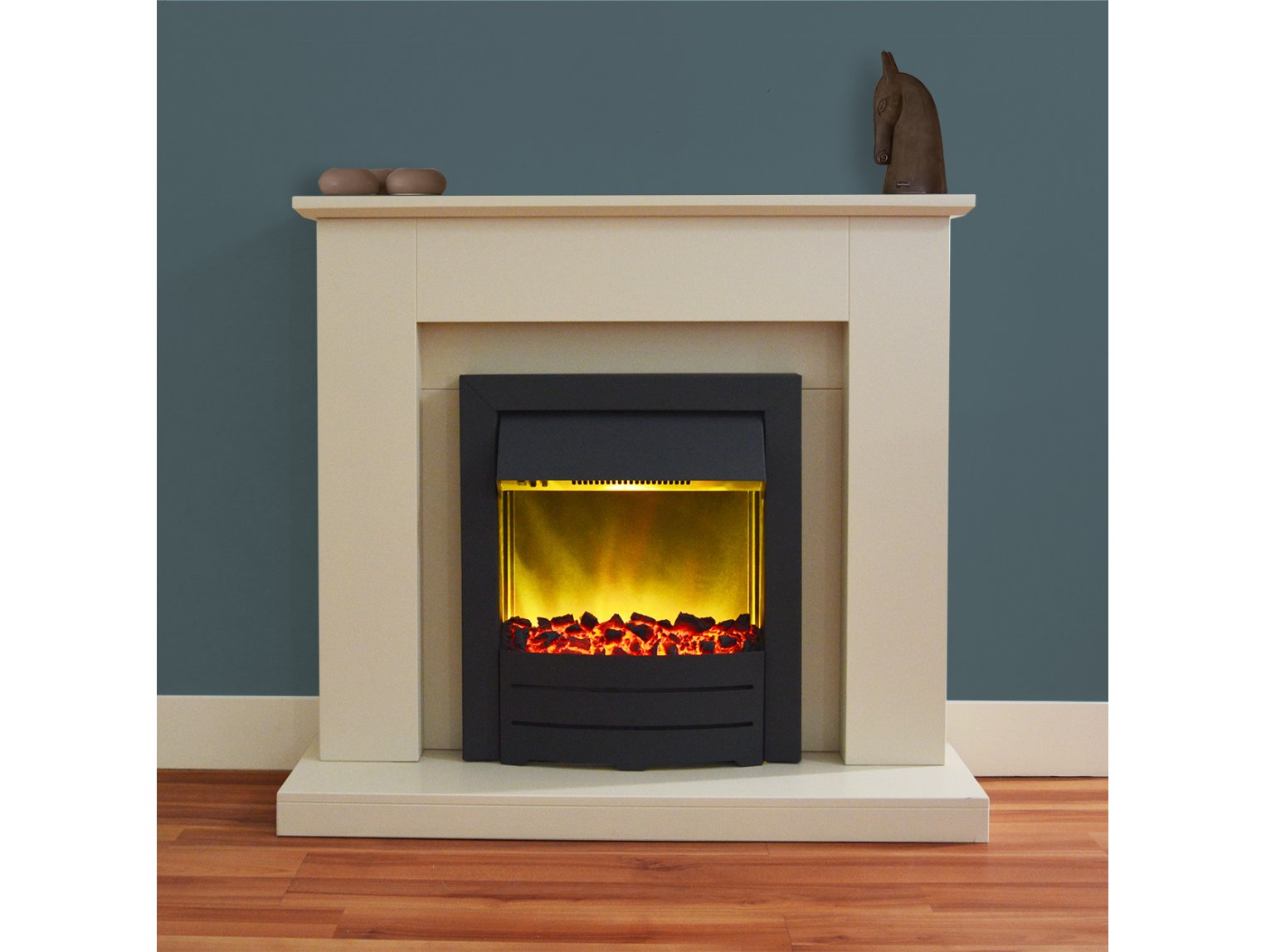 Adam Fareham Fireplace Suite Stone Effect + Colorado Electric Fire Black, 39"
