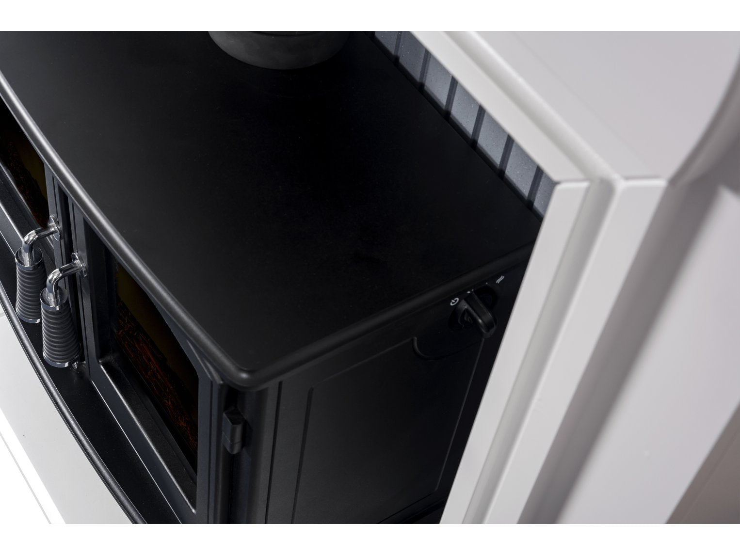 Adam Florence Stove Suite Pure White + Woodhouse Electric Stove Black, 48"