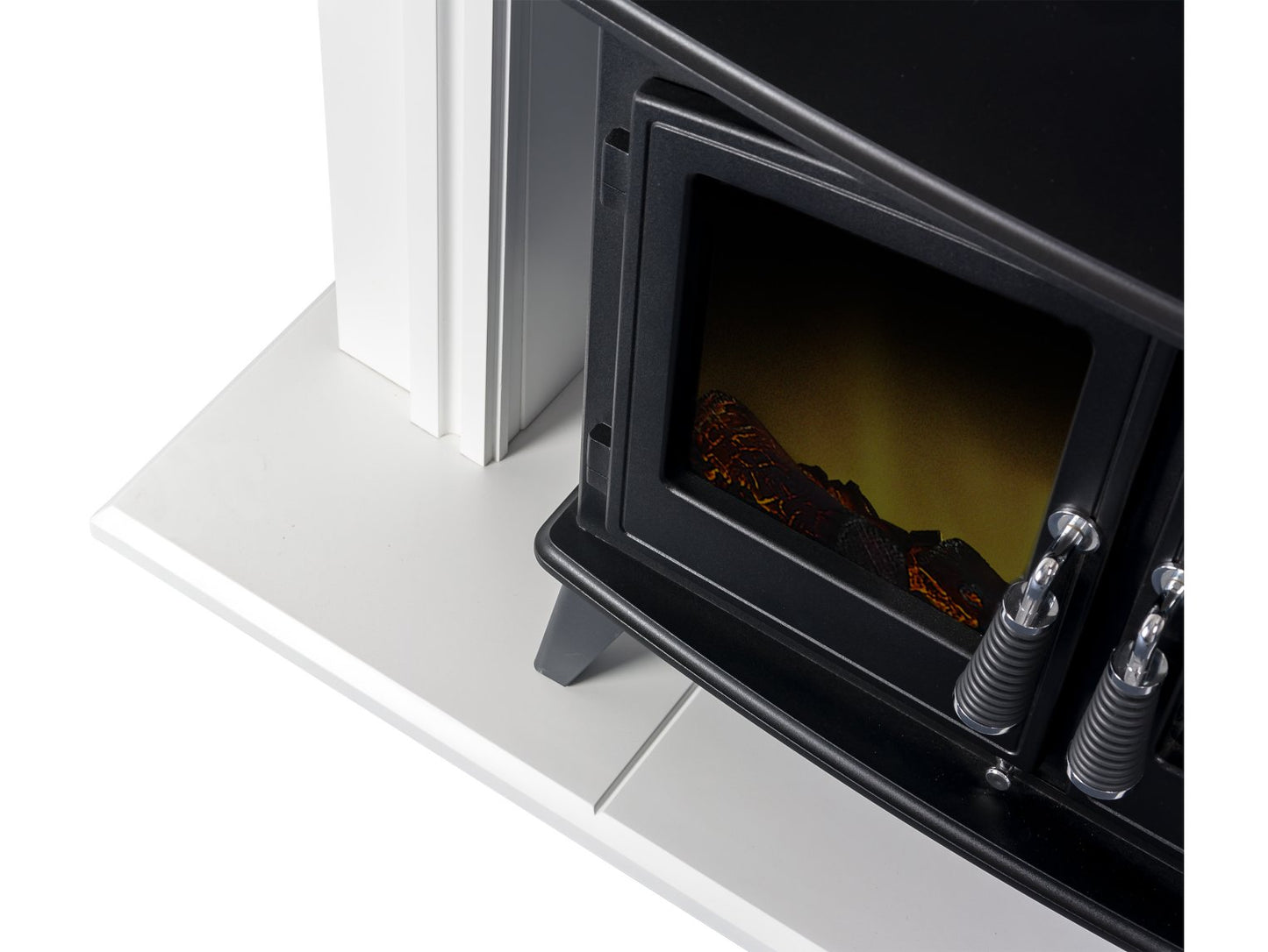 Adam Florence Stove Suite Pure White + Woodhouse Electric Stove Black, 48"
